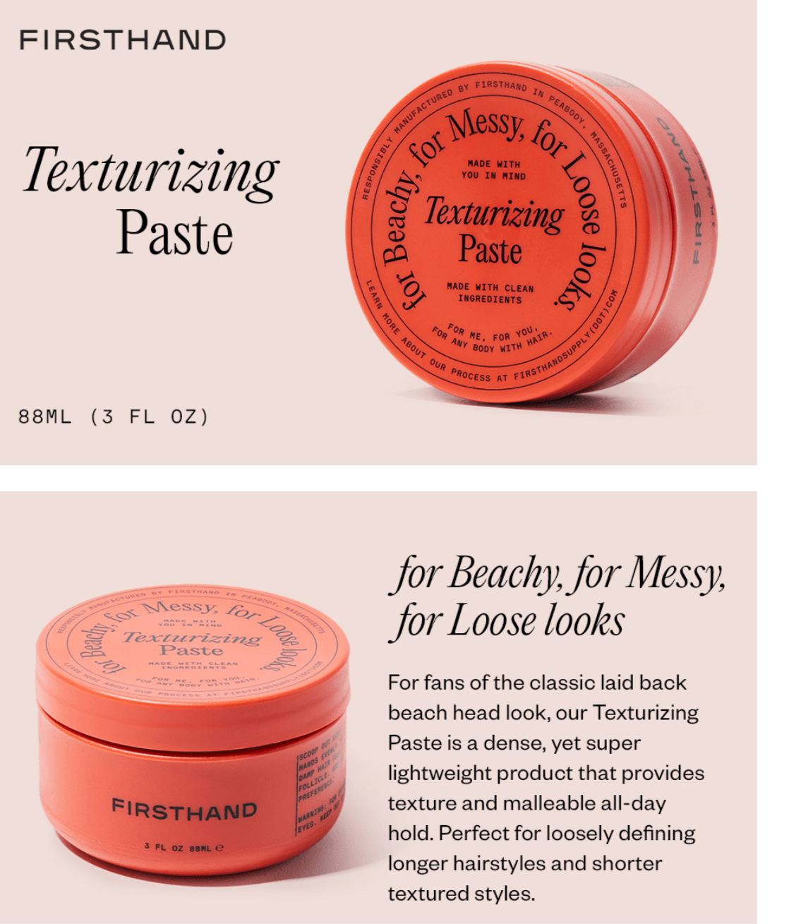 Firsthand Supply Texturizing Paste - Clean & Non-toxic Hair Care Ingredients - Ultimate Hair Styling Products 
